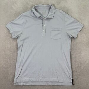 Billy Reid Mens Large‎ Slim Fit Garment Dyed Polo Shirt Light Blue Casual Preppy